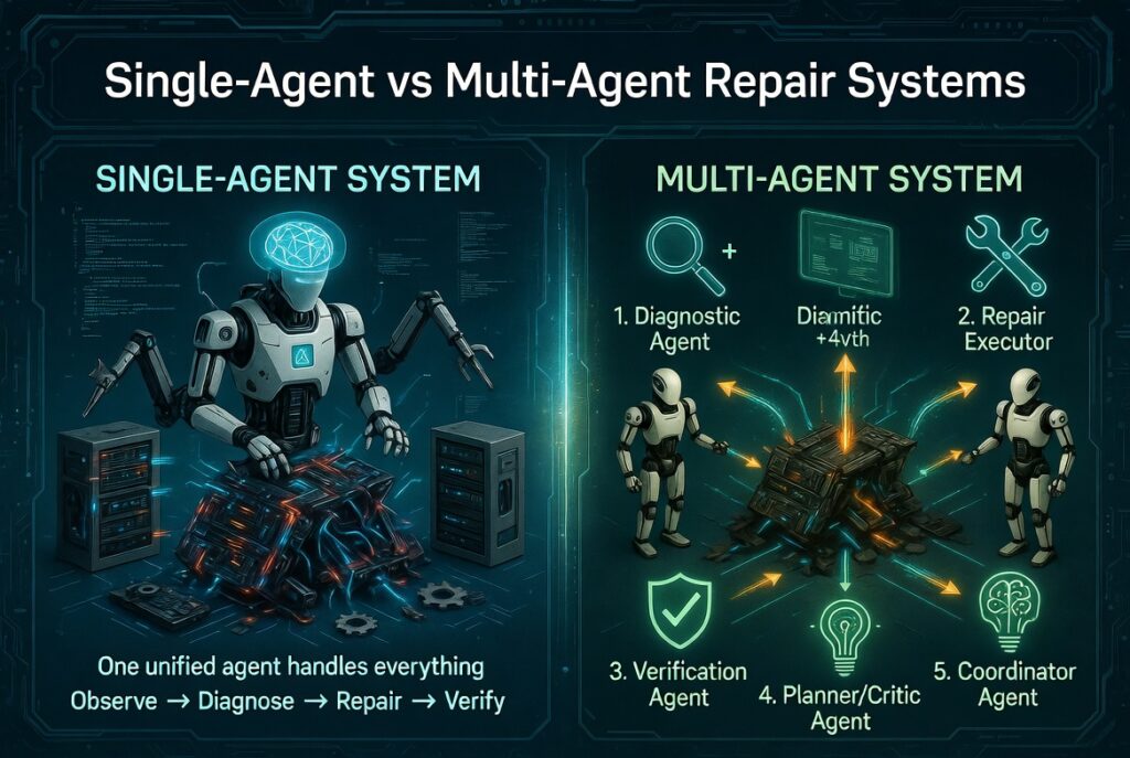 Single-Agent vs. Multi-Agent Repair 