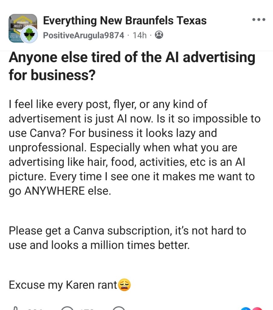 Karen rant about someone else using AI, posted anonymously of course.